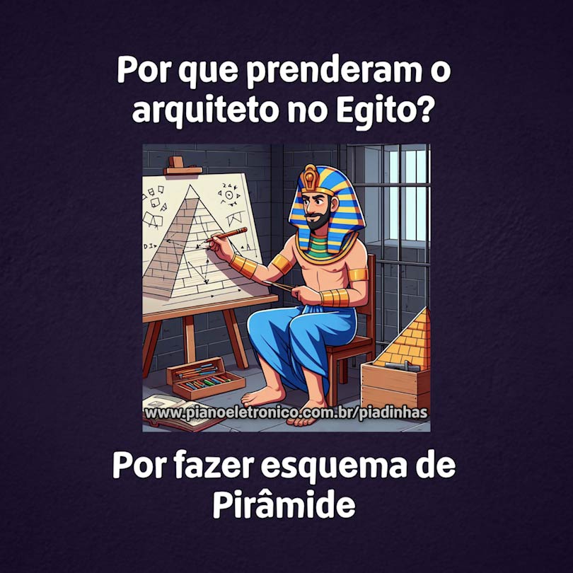 Por que prenderam o arquiteto no Egito?

Por fazer esquema de Pirâmide